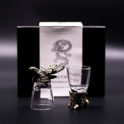 Wild Forest Creatures Bottom Up Shot Glasses – 50ml x Set of 6 | Antique Bronze