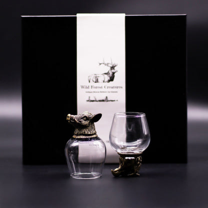 Wild Forest Creatures Bottom Up Glasses – 100ml x Set of 6 | Antique Bronze