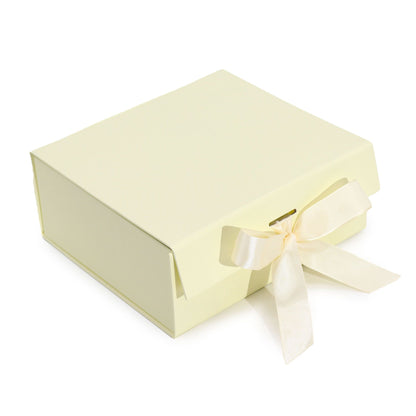 Ivory Luxe Gift Box – Medium | Flat-Pack Rigid Box with Ribbon Closure