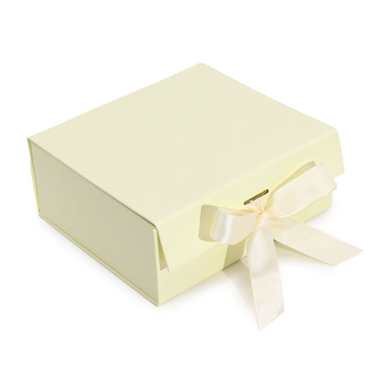 Ivory Luxe Gift Box – Medium | Flat-Pack Rigid Box with Ribbon Closure