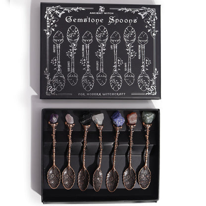 Ancient Witch Gemstone Spoons – Bronze | Set of 7