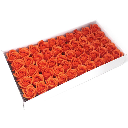 Craft Soap Flowers – Medium Sunset Orange Roses | Pack of 10