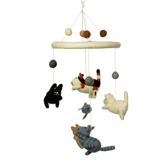 Handmade Felt Mobile - Cat & Mouse | Sustainable Sourced Materials