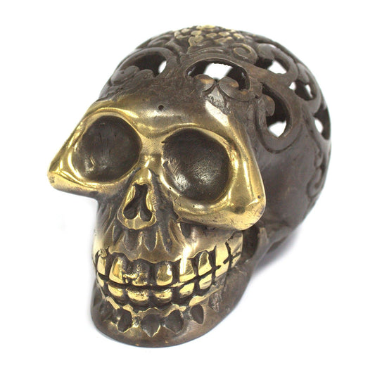 Vintage Brass Skull – Medium | Halloween Decor