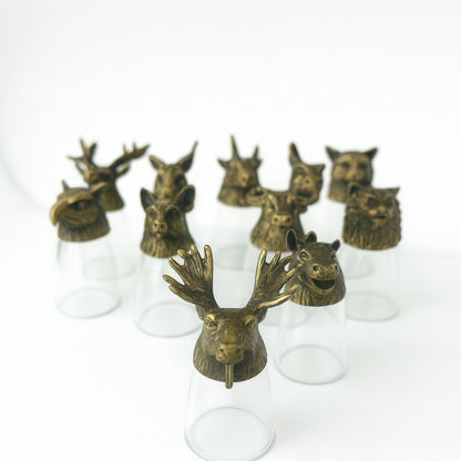 Forest Creatures Bottom Up Shot Glasses – 25ml x Set of 12 | Antique Bronze