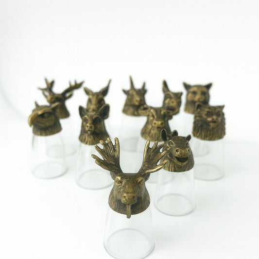 Forest Creatures Bottom Up Shot Glasses – 25ml x Set of 12 | Antique Bronze