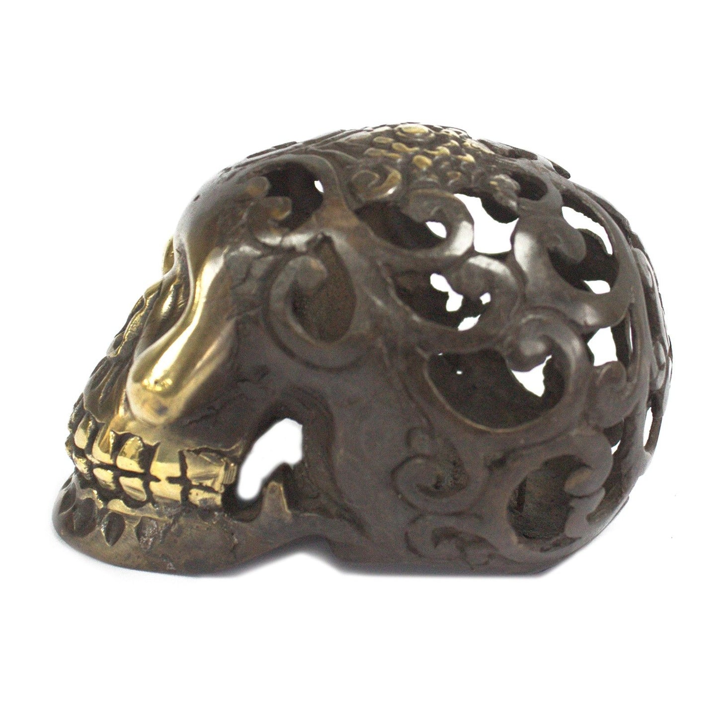 Vintage Brass Skull – Medium | Halloween Decor