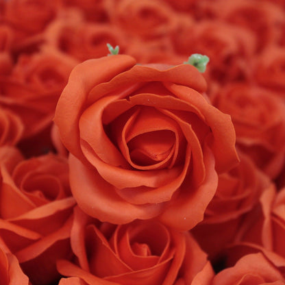 Craft Soap Flowers – Medium Sunset Orange Roses | Pack of 10