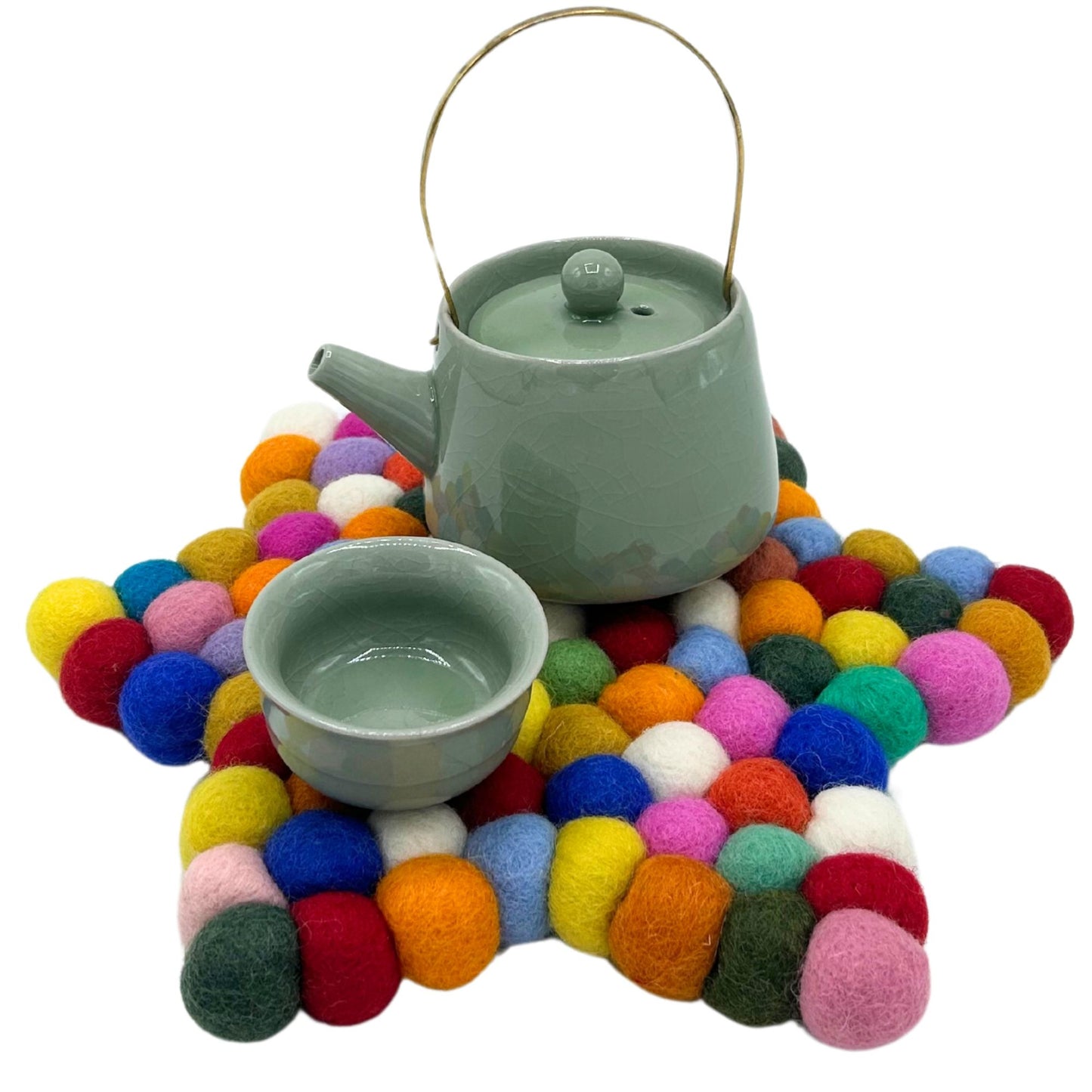 Felt Ball Multicolour Placemat – Star | Handmade in Nepal