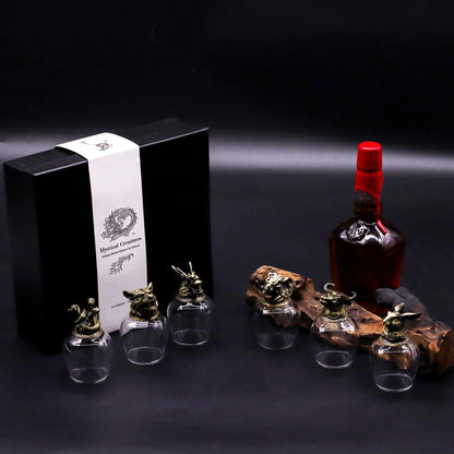 Mystical Creatures Bottom Up Glasses – 100ml x Set of 6 | Antique Bronze