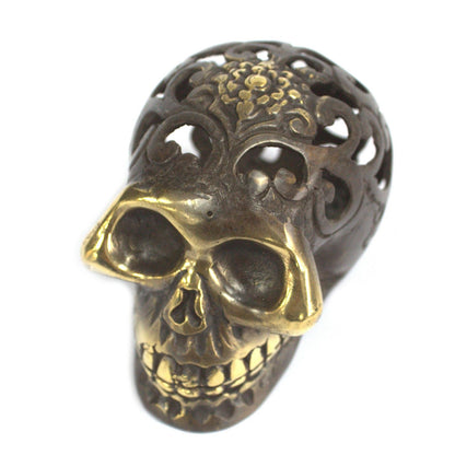 Vintage Brass Skull – Medium | Halloween Decor