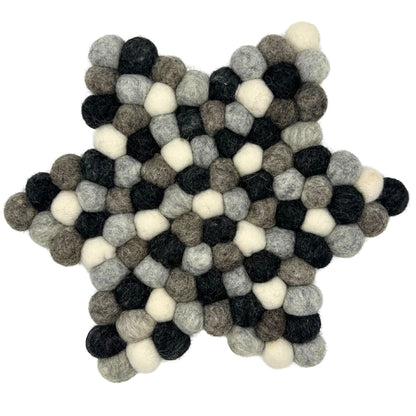 Felt Ball Multi-Grey Placemat – Star | Handmade in Nepal