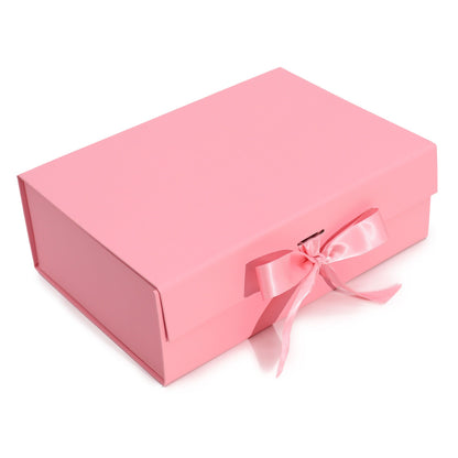 Pink Luxe Gift Box – Large | Flat-Pack Rigid Box with Ribbon Closure