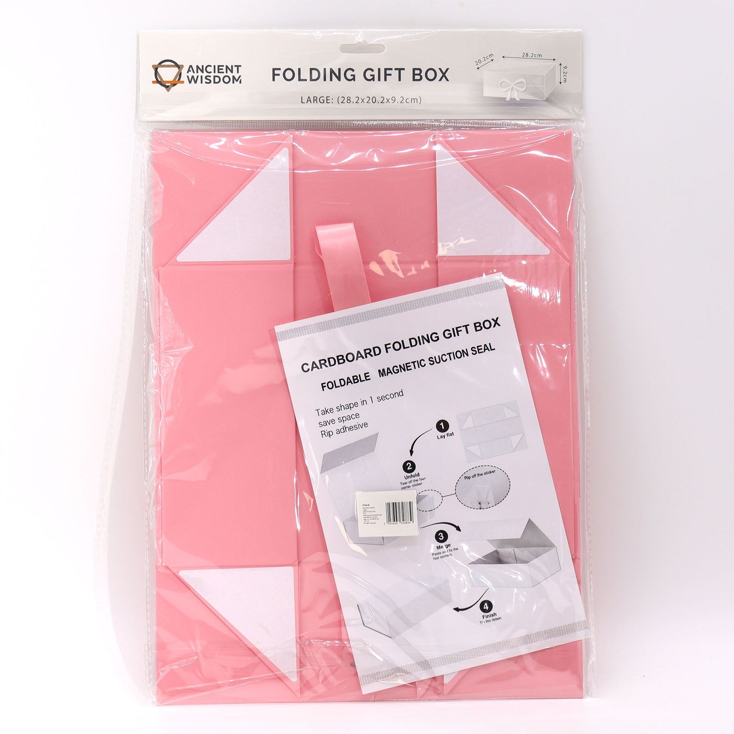 Pink Luxe Gift Box – Large | Flat-Pack Rigid Box with Ribbon Closure