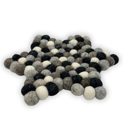Felt Ball Multi-Grey Placemat – Star | Handmade in Nepal