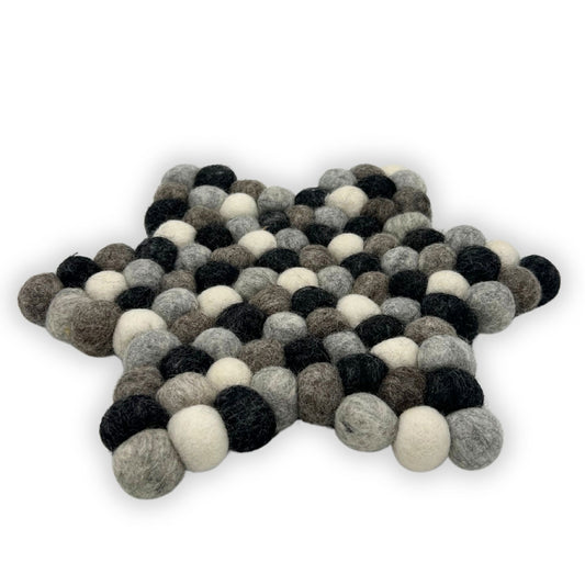 Felt Ball Multi-Grey Placemat – Star | Handmade in Nepal