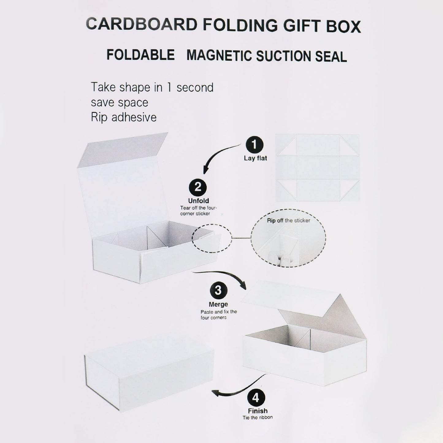 Red Luxe Gift Box – Large | Flat-Pack Rigid Box with Ribbon Closure