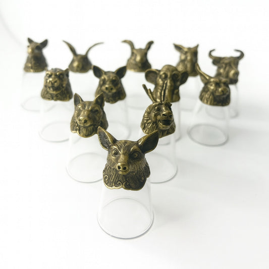 Chinese Zodiacs Bottom Up Shot Glasses – 25ml x Set of 12 | Antique Bronze