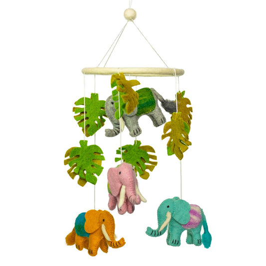 Handmade Felt Mobile – Elephants | Sustainable Sourced Materials
