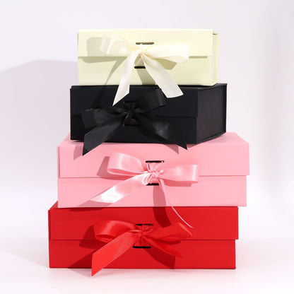 Pink Luxe Gift Box – Large | Flat-Pack Rigid Box with Ribbon Closure