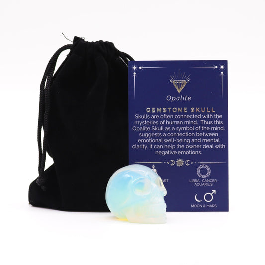 Small Gemstone Skull – Opalite | Deal With Negative Emotions