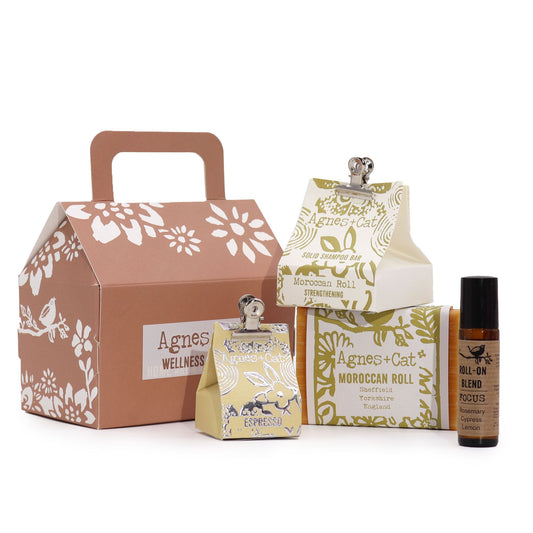 Agnes & Cat Wellness Gift Set – Moroccan Morning | Shampoo Bar, Soap, Lip Balm & Roll-on