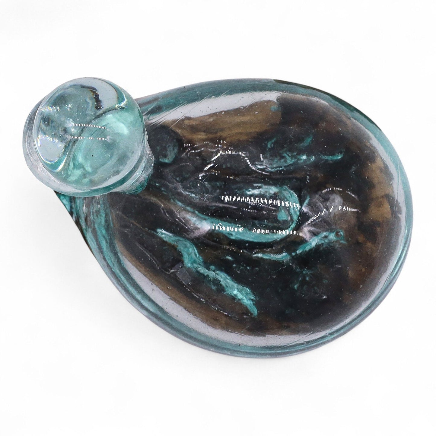 Molten Glass Decanter on Wood – Duck Decanter with Stopper | Handcrafted Recycled Glass & Reclaimed Gamal Wood