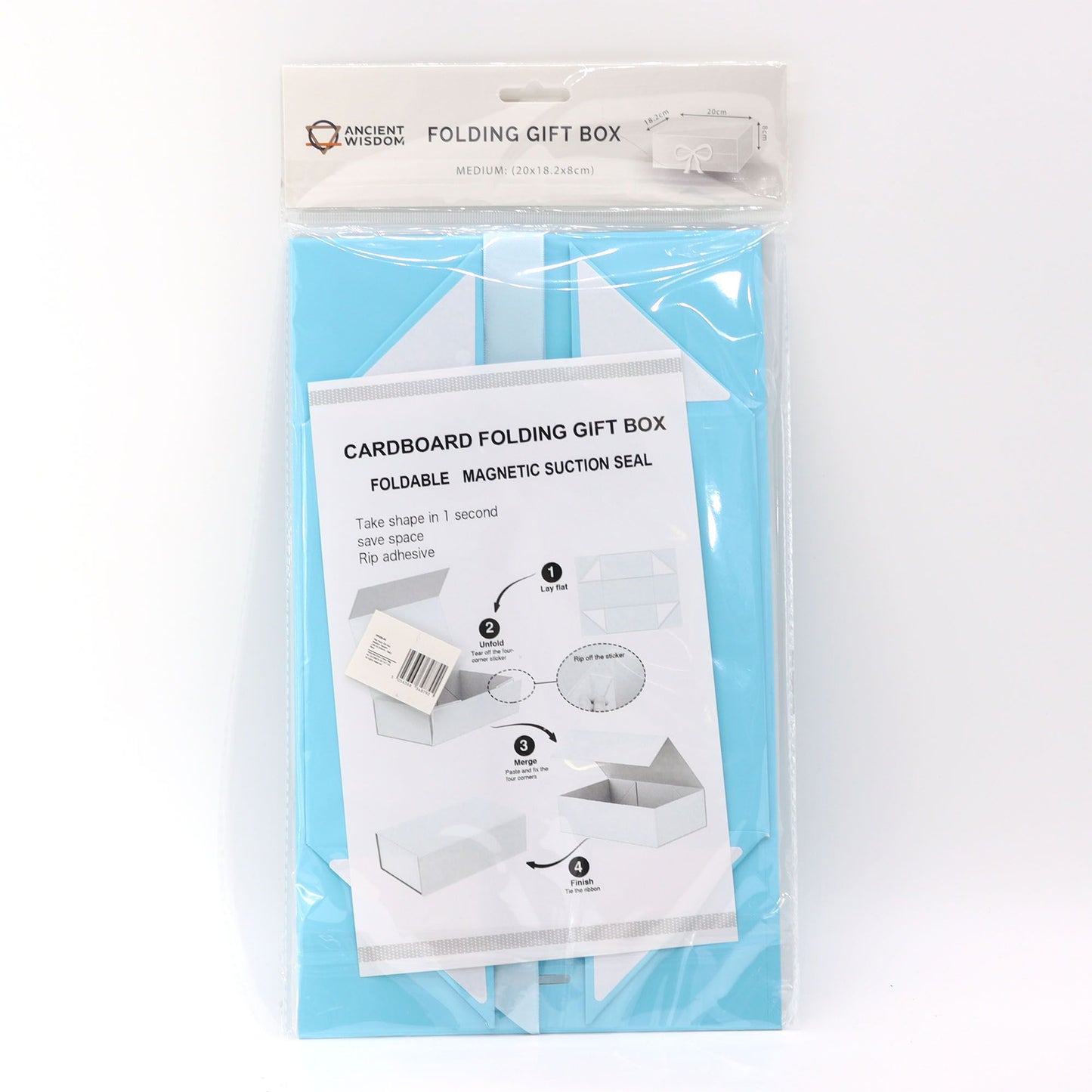 Baby Blue Luxe Gift Box – Medium | Flat-Pack Rigid Box with Ribbon Closure