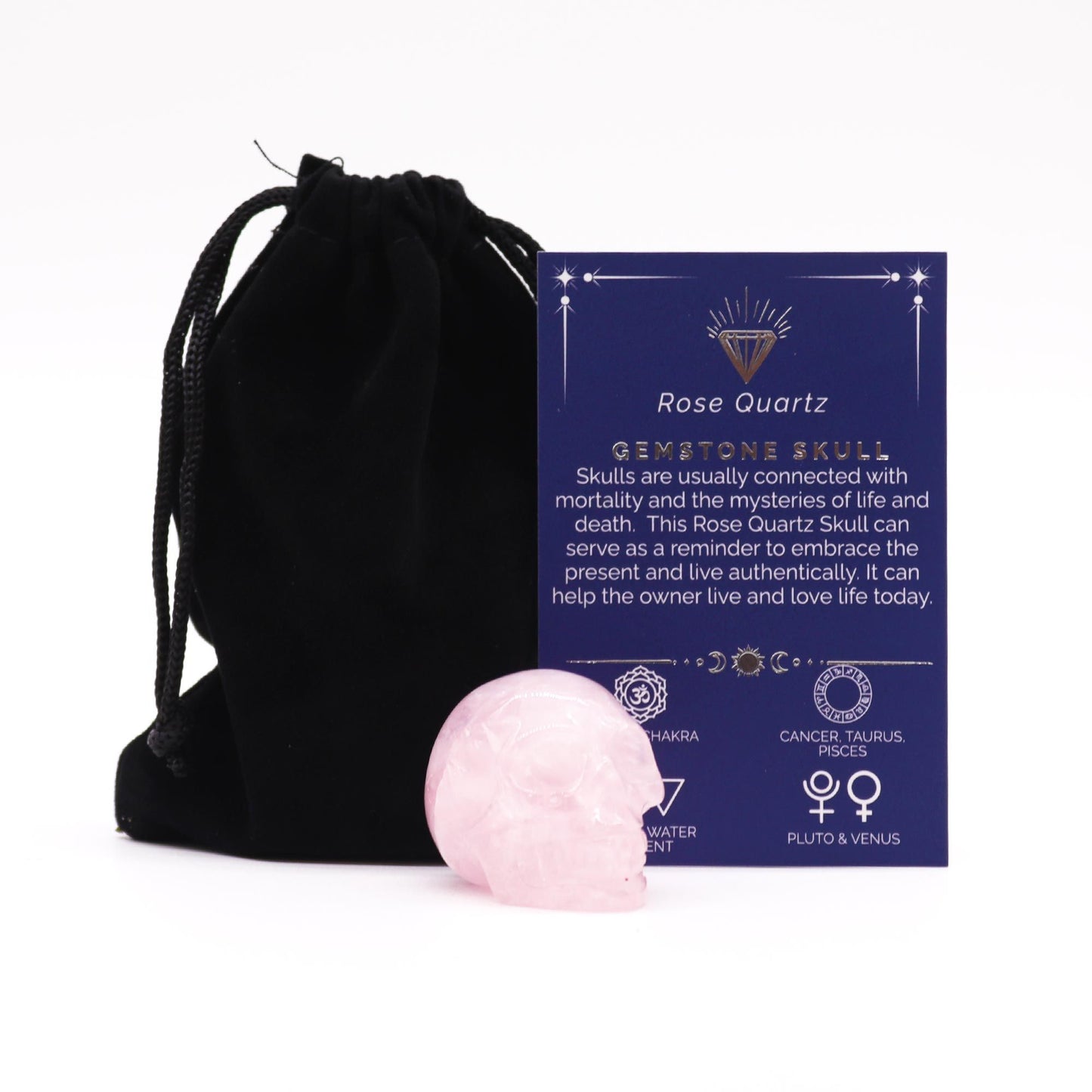 Small Gemstone Skull – Rose Quartz | Live & Love Life Today
