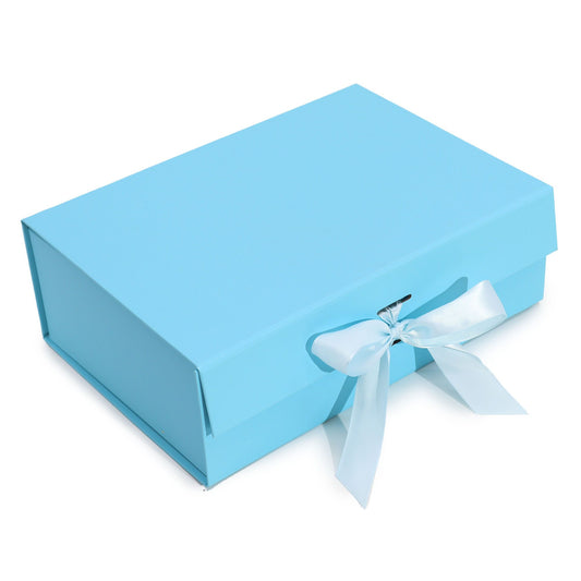 Baby Blue Luxe Gift Box – Large | Flat-Pack Rigid Box with Ribbon Closure