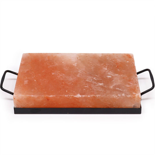 Himalayan Salt & Metal Cooking Plate – Handles | Naturally Antibacterial