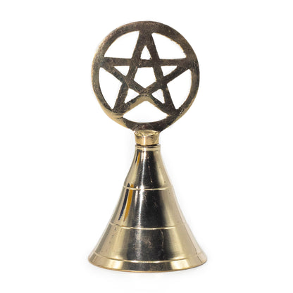 Altar Brass Bell - Pentagram | Polished Brass Finish
