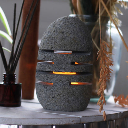 Natural Riverstone Candle Holder – Standing Stone Cut | Handmade in Indonesia