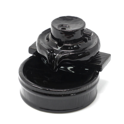 Black Ceramic Backflow Incense Burner – Zen Flow | Hand-Painted Tranquil Design