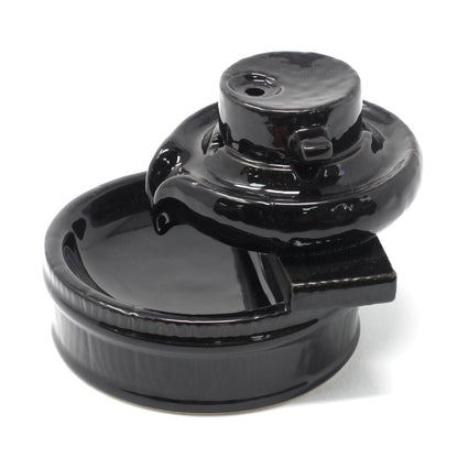 Black Ceramic Backflow Incense Burner – Zen Flow | Hand-Painted Tranquil Design