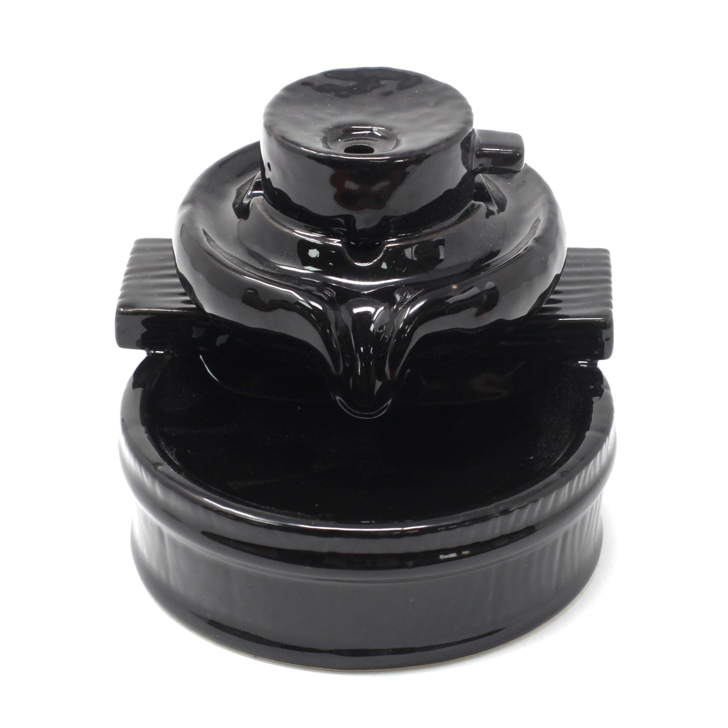 Black Ceramic Backflow Incense Burner – Zen Flow | Hand-Painted Tranquil Design