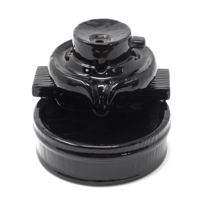 Black Ceramic Backflow Incense Burner – Zen Flow | Hand-Painted Tranquil Design