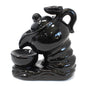 Black Ceramic Backflow Incense Burner – Tea Pot | Hand-Painted Cascading Smoke Effect