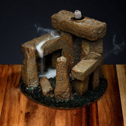 Stone Circle Backflow Incense Burner – Resin & Metal | Mystical Ritual Decor