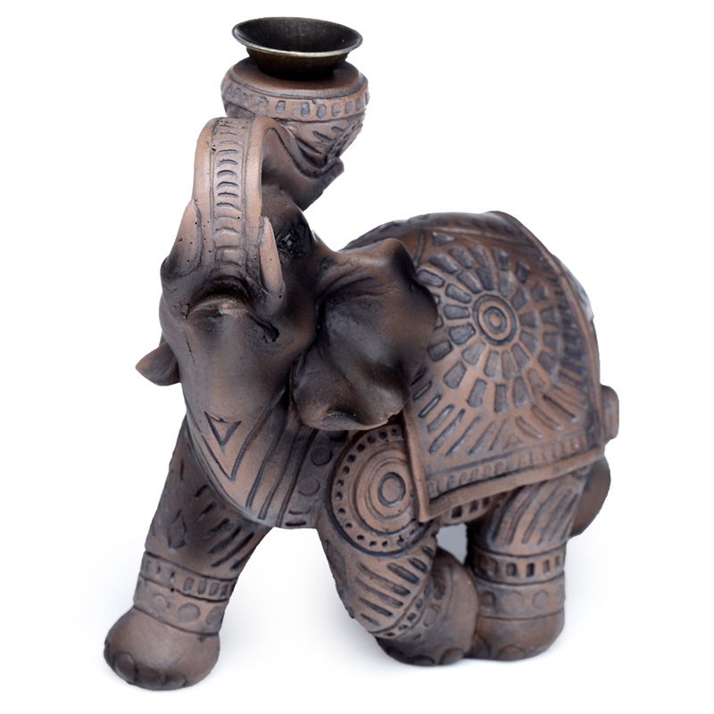 Elephant Backflow Incense Burner – Resin & Metal | Handcrafted Decor for Calm & Focus