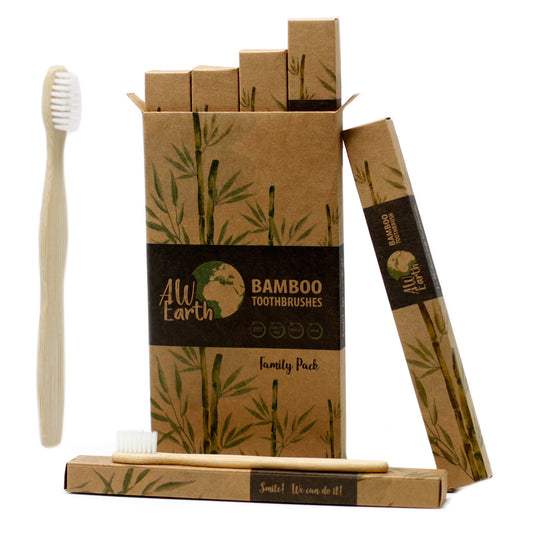Family-Pack White Bamboo Toothbrush – Medium Soft | Eco-Friendly & Antibacterial