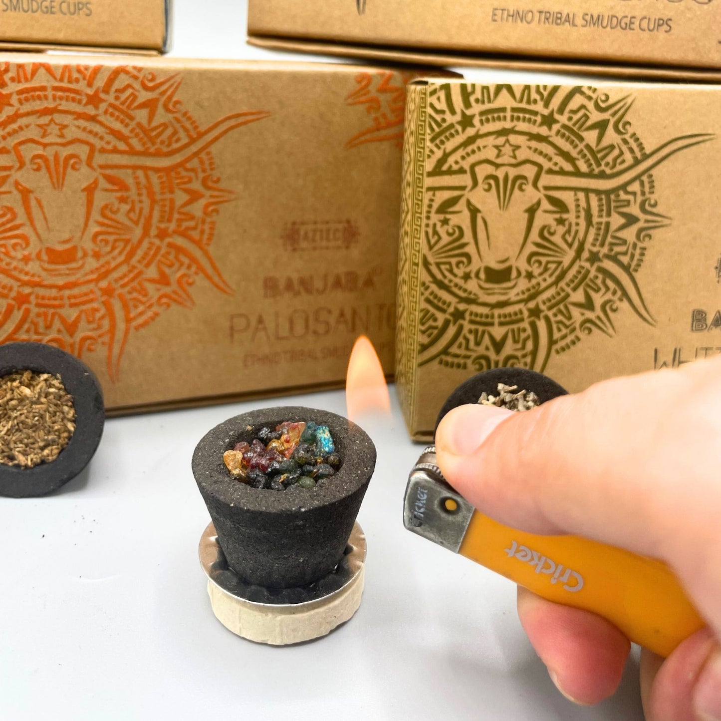 Banjara Ethno Tribal Smudge Cups – Frankincense 6-Pack | Cleansing, Spiritual Ritual & Meditation