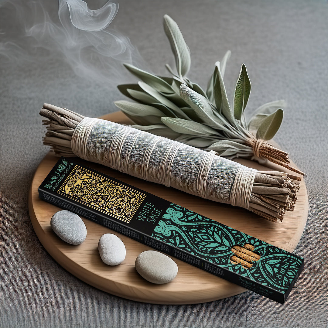 Banjara Smudge Incense Sticks – White Sage (29cm) | Extra Long Handcrafted Blend for Ritual & Meditation