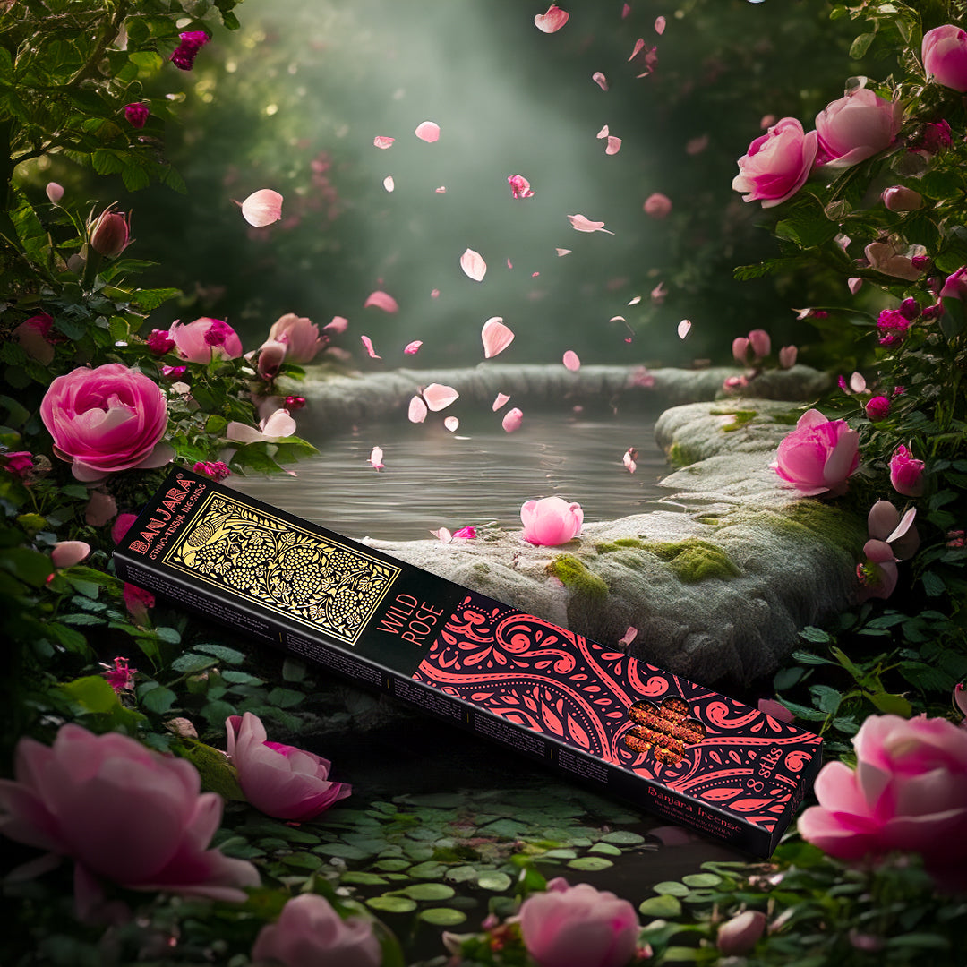 Banjara Smudge Incense Sticks – Wild Rose (29cm) | Extra Long Handcrafted Blend for Ritual & Meditation
