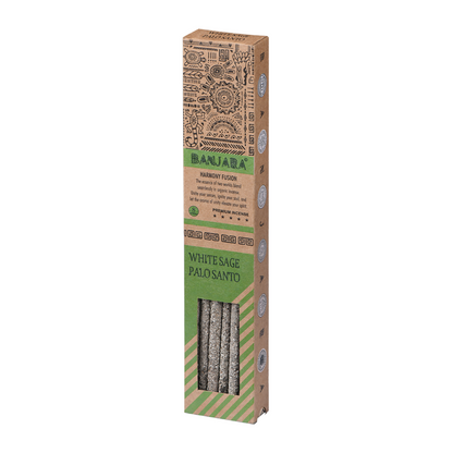 Banjara Harmony Fusion Series Palo Santo Smudge Sticks – White Sage Blend | Organic & Handmade for Rituals & Cleansing