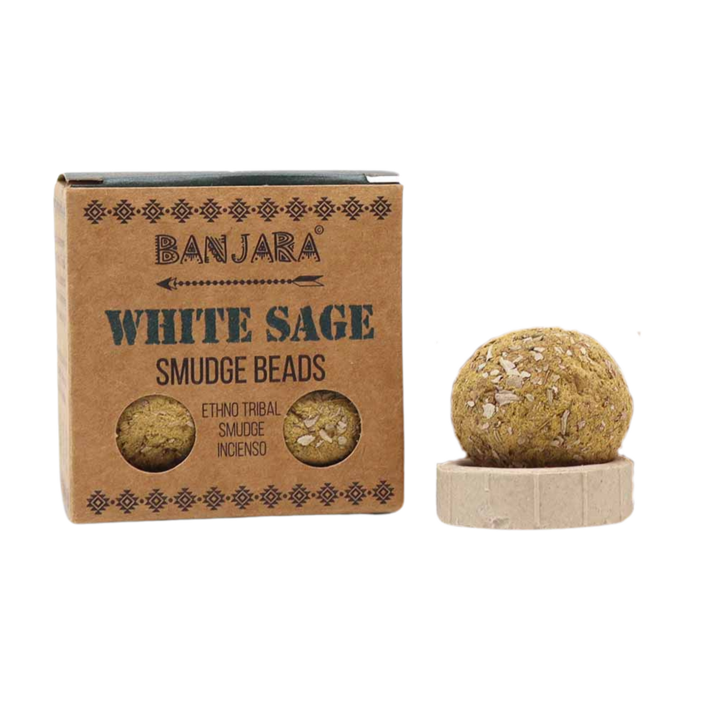 Banjara Smudge Beads with Holder – White Sage | Herbal Cleansing Rituals