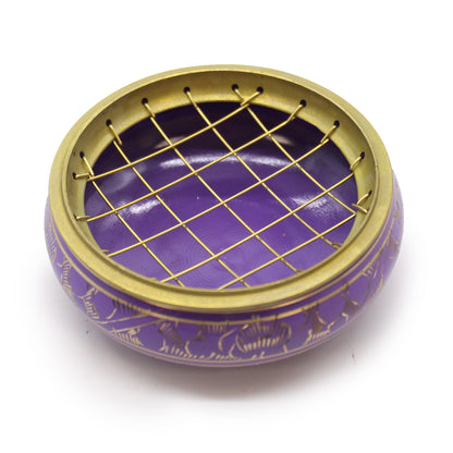 Crown Chakra Incense Jar – Purple | Brass Resin Burner for Meditation & Cleansing