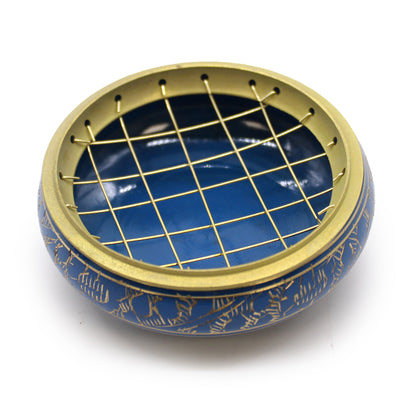 Throat Chakra Incense Jar – Blue | Brass Resin Burner for Expression & Clarity