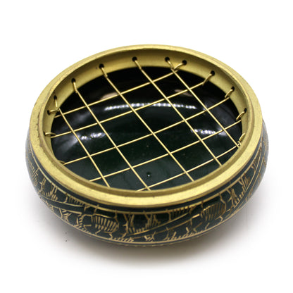 Heart Chakra Incense Jar – Green | Brass Resin Burner for Love & Harmony