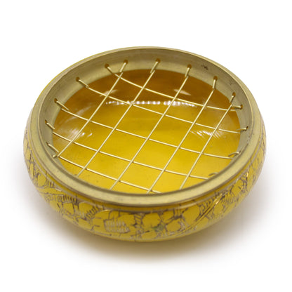 Solar Plexus Chakra Incense Jar – Yellow | Brass Resin Burner for Confidence & Willpower